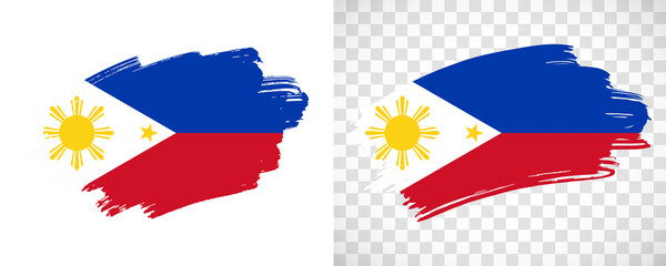 Artistic Philippines flag with isolated brush painted textured with transparent and solid background