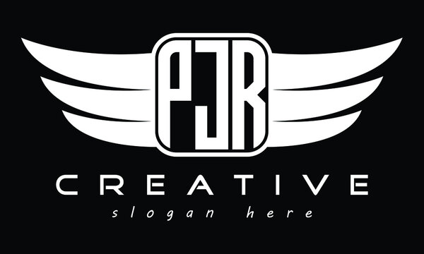 PJR three Letter wing minimalist creative concept icon eagle symbol professional logo design, Vector template