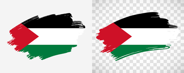 Artistic Palestine flag with isolated brush painted textured with transparent and solid background