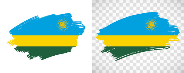 Artistic Rwanda flag with isolated brush painted textured with transparent and solid background