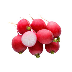 Fresh tasty ripe radish on white background, top view