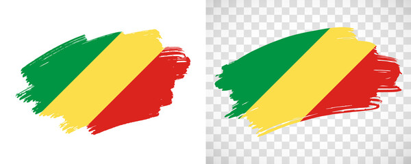 Artistic Republic of the Congo flag with isolated brush painted textured with transparent and solid background