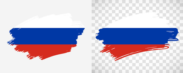 Artistic Russia flag with isolated brush painted textured with transparent and solid background