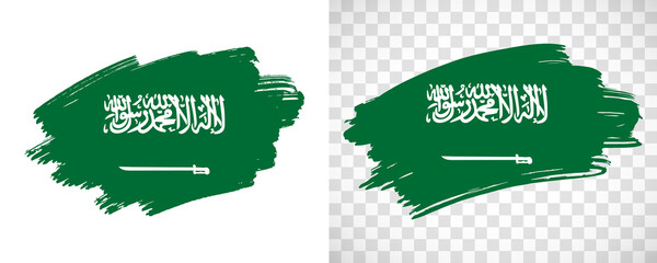 Artistic Saudi Arabia flag with isolated brush painted textured with transparent and solid background