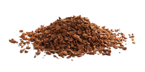 Heap of aromatic instant coffee isolated on white
