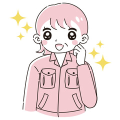 ときめく作業着を着たシニア女性のイラスト