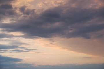 Picturesque view of sunset sky with beautiful clouds