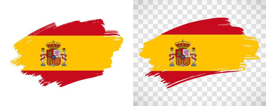 Artistic Spain flag with isolated brush painted textured with transparent and solid background