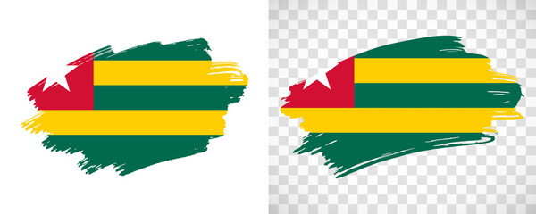 Artistic Togo flag with isolated brush painted textured with transparent and solid background