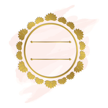 gold lotus label frame, vector