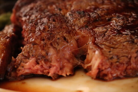 grilled steak cut