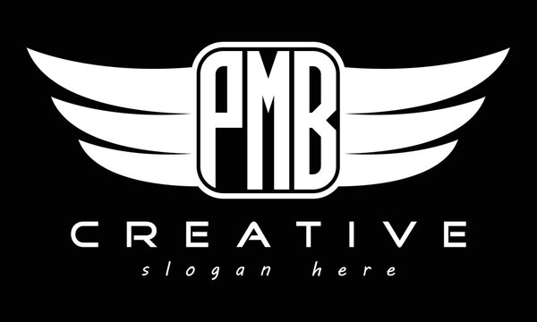 PMB three Letter wing minimalist creative concept icon eagle symbol professional logo design, Vector template