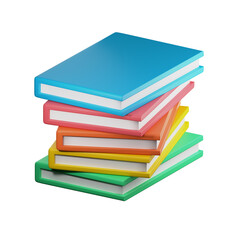 3D Pile of Book PNG Illustration