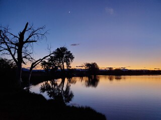 Sunset over lake