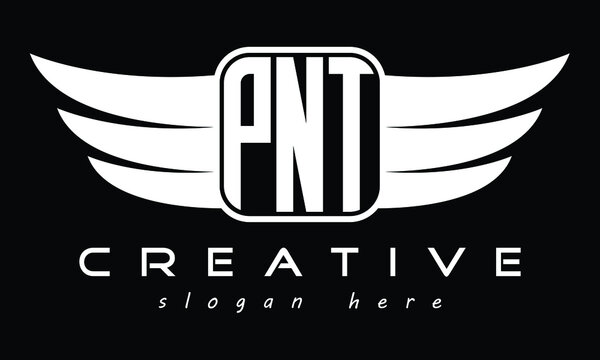 PNT three Letter wing minimalist creative concept icon eagle symbol professional logo design, Vector template