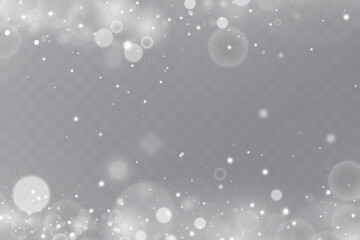 Glow effect. Vector illustration. Christmas dust flash. Snow is falling. Snowflakes.