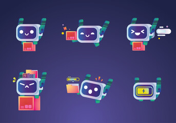 delivery drone robot character mascot set	
