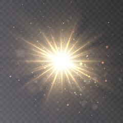 Bright light effect. Star Sun Illumination for vector illustration. Shiny sun effect. Vector