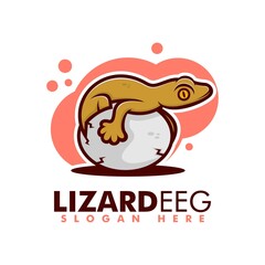 Vector Logo Illustration Lizard Egg Mascot Cartoon Style.