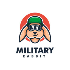 Vector Logo Illustration Military Rabbit Mascot Cartoon Style.