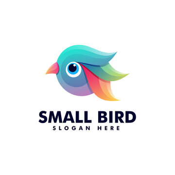 Vector Logo Illustration Small Bird Gradient Colorful Style.