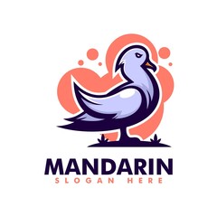 Obraz premium Vector Logo Illustration Mandarin Bird Simple Mascot Style.