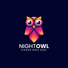 Vector Logo Illustration Owl Gradient Colorful Style.