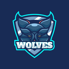 Vector Logo Illustration Wolves E Sport and Sport Style.