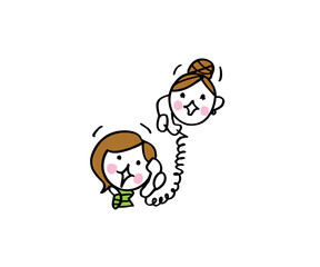 電話で情報交換中の女性たち