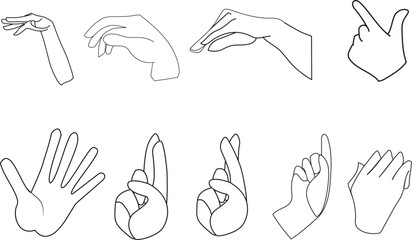 outline illustrations of hands in vector