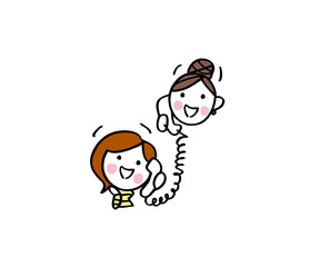 楽しそうに電話する女性たち