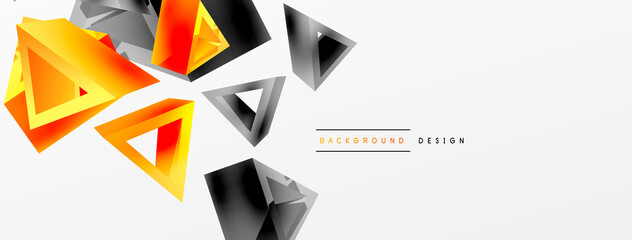 3d triangle abstract background. Basic shape technology or business concept composition. Trendy techno business template for wallpaper, banner, background or landing