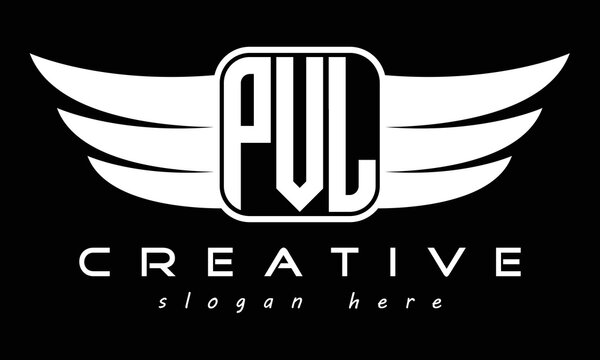 PVL three Letter wing minimalist creative concept icon eagle symbol professional logo design, Vector template