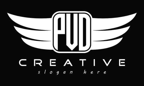 PVO three Letter wing minimalist creative concept icon eagle symbol professional logo design, Vector template