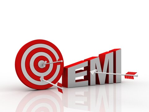 

3d illustration target with EMI concept
