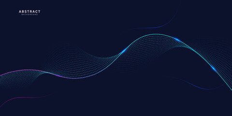 Blue abstract background with flowing particles. blue and purple Digital futuristic technology background. Dynamic waves use for business, corporate, presentation, template, vector, illustration