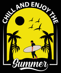 Chill And Enjoy The Summer Vector T-Shirt Design Template