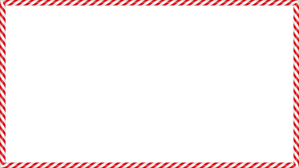 Christmas candy cane rectangle frame with red and white stripe. Xmas border with striped candy lollipop pattern. Blank christmas and new year template. Vector illustration isolated on white background