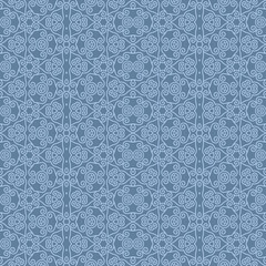 Japanese Curl Line Mosaic Vector Seamless Pattern