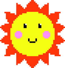 Sun pixel art vector illustration. Sun image or clip art