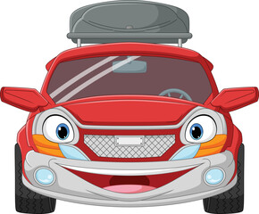 Cartoon red car with a roof rack