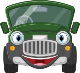 Foto op Canvas Cartoon car jeep mascot character © tigatelu