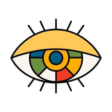Vector isolated symbol of eye. Esoteric magic psychedelic concept.
