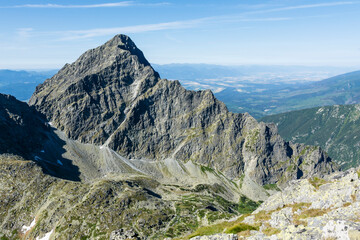 The peak is called the national mountain of Slovaks - Krivan (Krywan). View of the summit along with one of the side ridges, i.e. the Krivansky Ridge (Krivansky hreben, Krywanska Gran). - 518252947