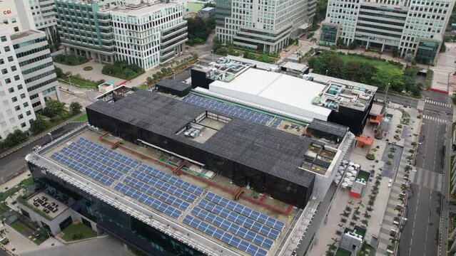 Solar panels used in the IT industry area.