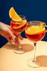 Concept of fresh summer cocktail, Aperol Spritz