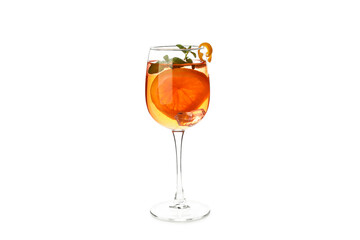 Concept of summer cocktail, Aperol Spritz isolated on white background