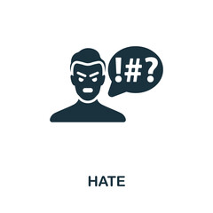 Hate icon. Monochrome simple line Harassment icon for templates, web design and infographics
