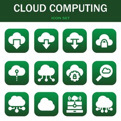 cloud computing icon set. Vector illustrations related with Cloud computing, Cloud computing and Cloud computing