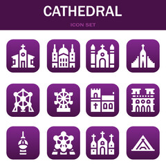 cathedral icon set. Vector illustrations related with Church, Saint paul and Church